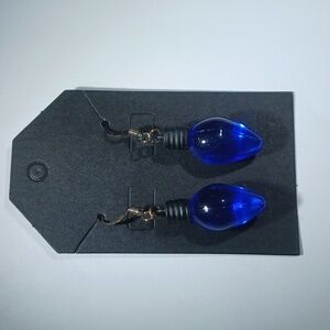 Light Bulb Earrings Blue New Handmade